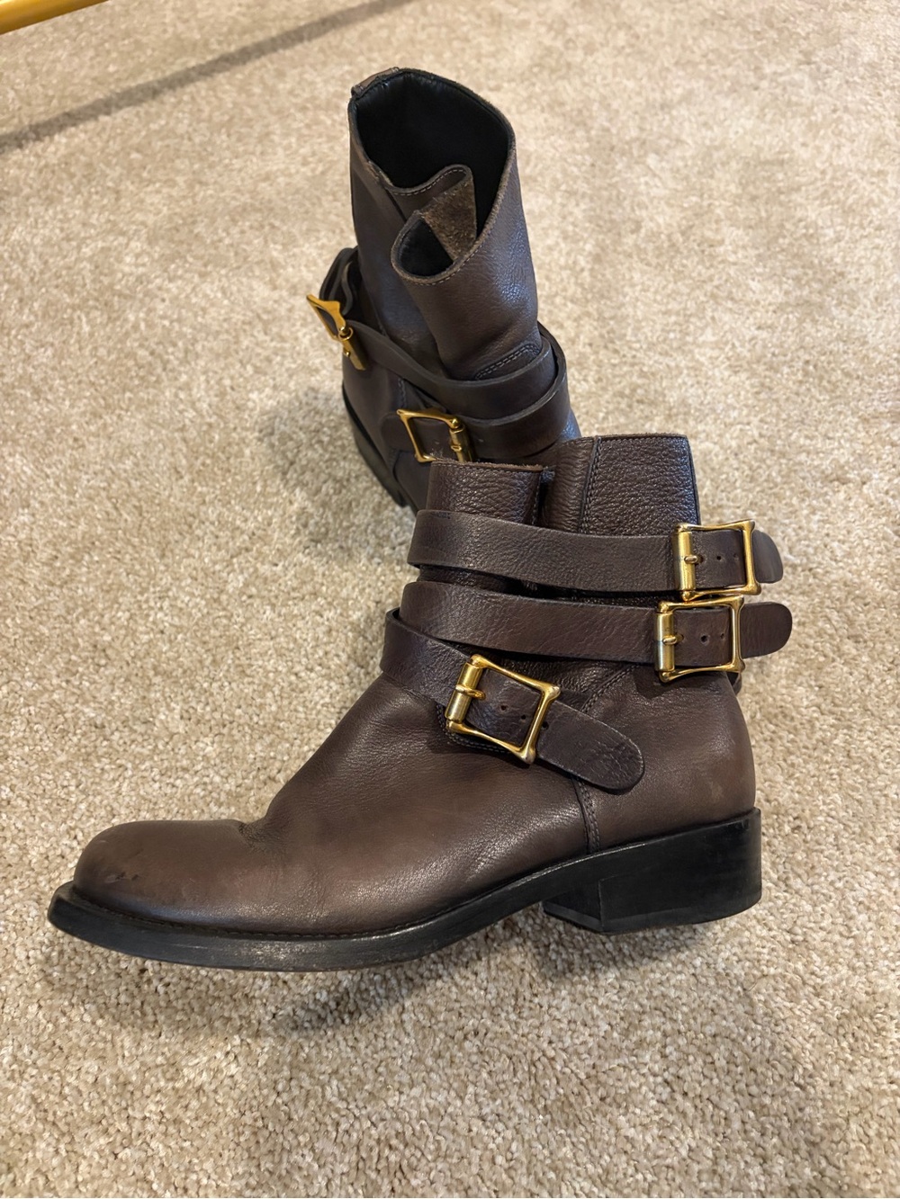 Rupert Sanderson Dark Brown Leather Buckle Ankle Boots